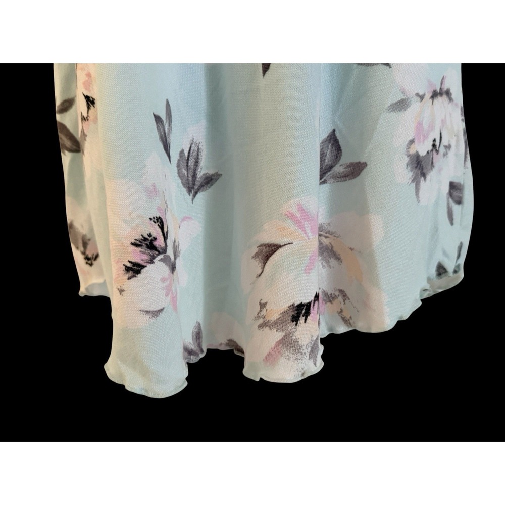 LAURA ASHLEY WOMEN SOFT COZY NIGHTGOWN M PASTEL MINT FLORAL NWT LACE POCKET - Picture 6 of 12